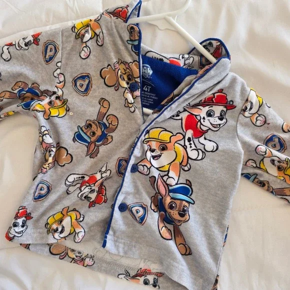 Paw Patrol Pajamas Boys Girls 4T Gray Long Sleeve Flame Resistant Sleepwear - Picture 3 of 4